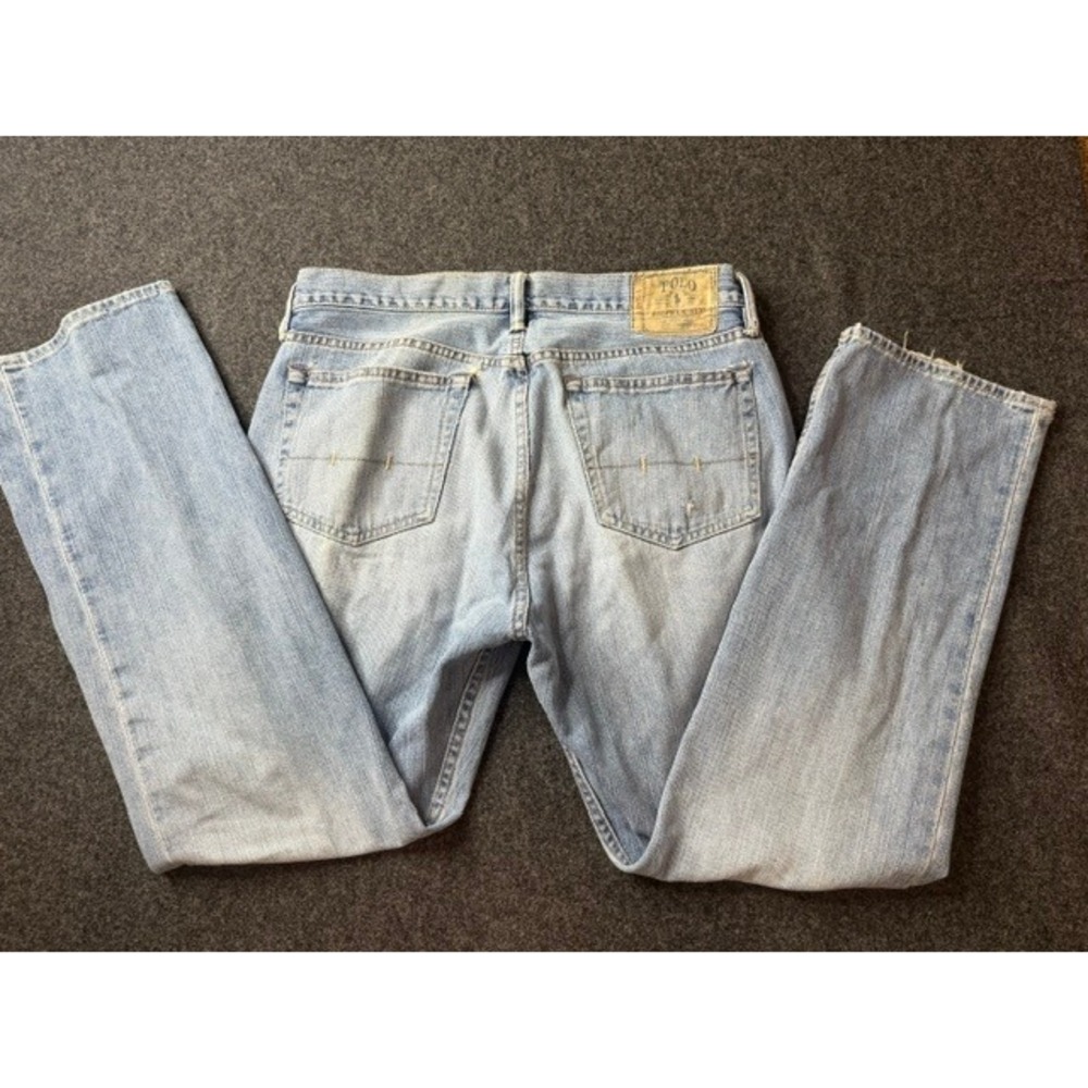 Polo Ralph Lauren Mens Straight Leg Light Wash Denim Jeans 33x30 Distressed - Picture 2 of 5